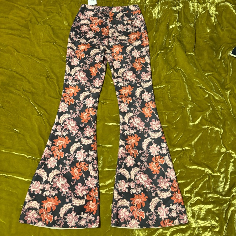 Forever 21 Black Pants with Pink Floral Design